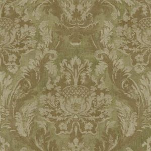 Seabrook Designs OF30104 Olde Francais Green Toulouse Damask Wallpaper